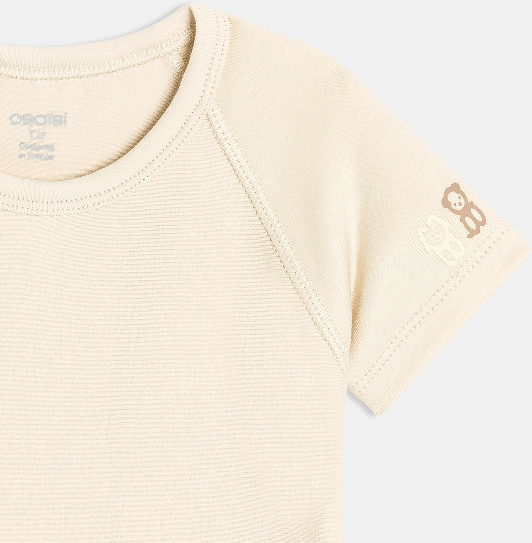 Unisex beige stretch cotton bodysuit 0-24 months 2