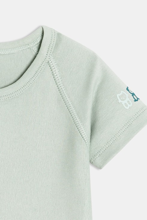 Unisex baby green stretch cotton bodysuit 0-24 months 2