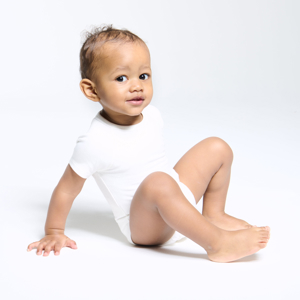 Unisex baby white stretch cotton bodysuit 0-24 months 1