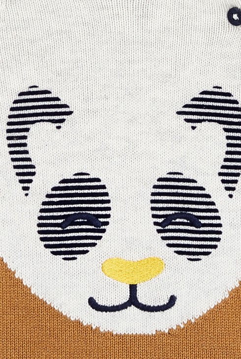 Pull maille tricot frimousse panda blanc bébé garçon 2