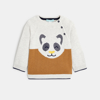 Pull maille tricot frimousse panda blanc bébé garçon