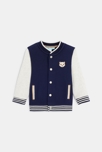 Jacke im Teddystil Panda-Aufnäher blau Baby Jungen 1