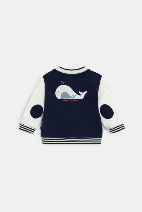 Blauer College-Blouson mit Walfisch-Patch Kleinkind Junge 2