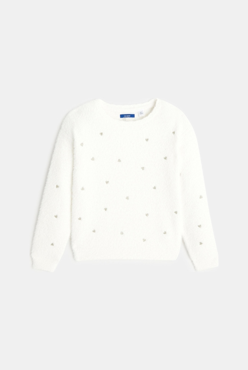 Weißer bestickter Pullover für Mädchen 1