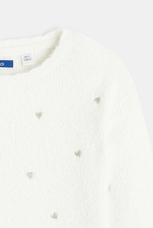Weißer bestickter Pullover für Mädchen 2