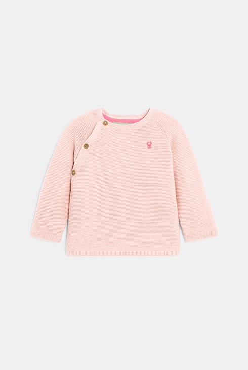 Ružičasti pleteni pulover benkica za novorođenčad 2