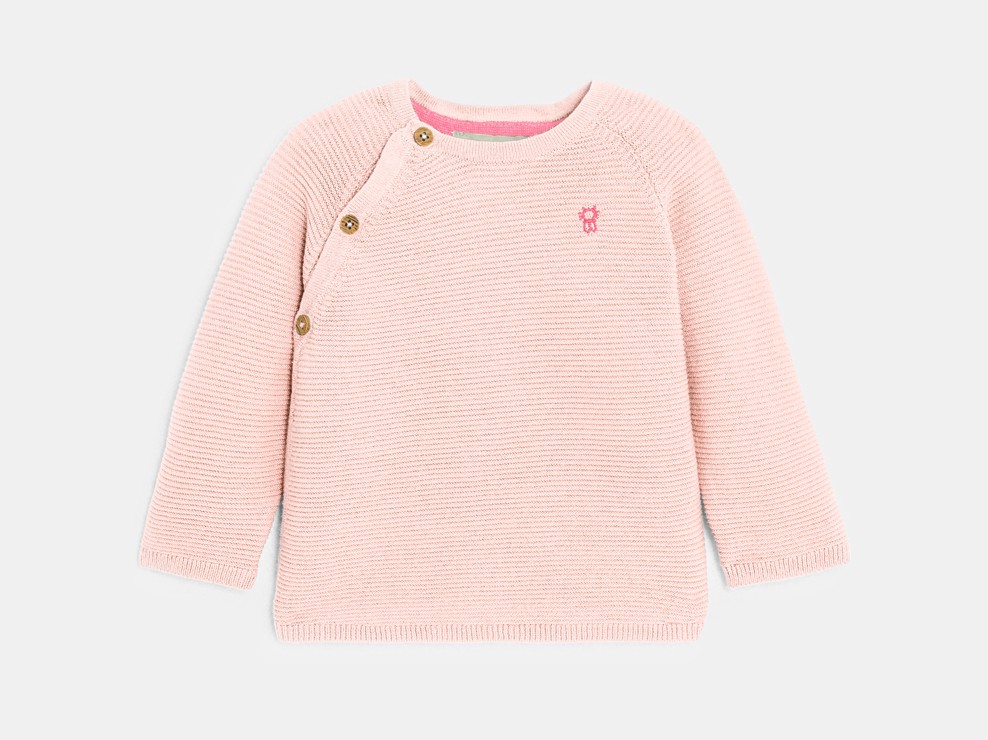 Strickpulli in Rosa in Jäckchenform für Neugeborene 2