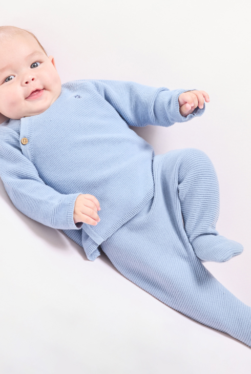 Dzianinowy kaftanik dla noworodka - niebieski 1