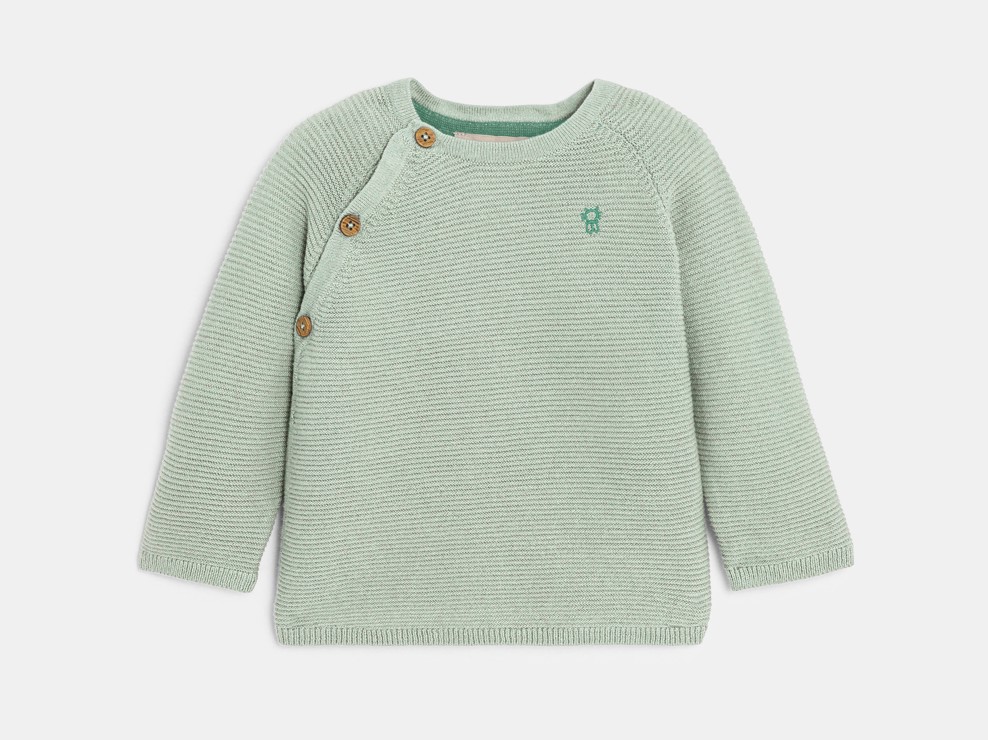 Strickpulli in Grün in Jäckchenform für Neugeborene 1