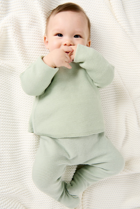 Pull brassière maille tricot vert naissance 2