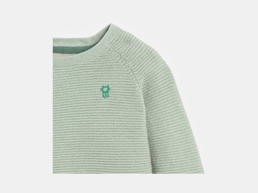 Strickpulli in Grün in Jäckchenform für Neugeborene 2