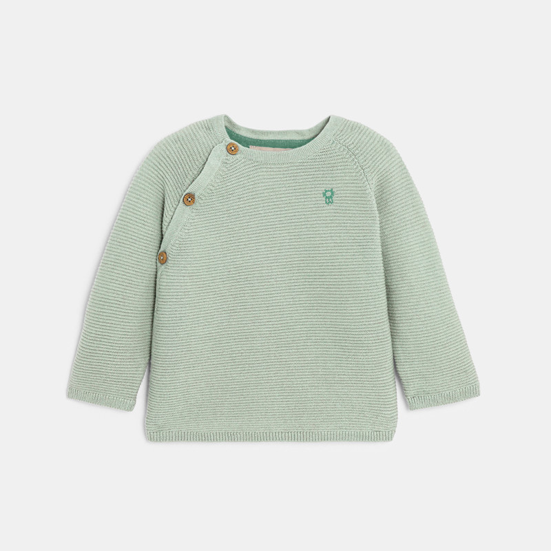 Strickpulli in Grün in Jäckchenform für Neugeborene