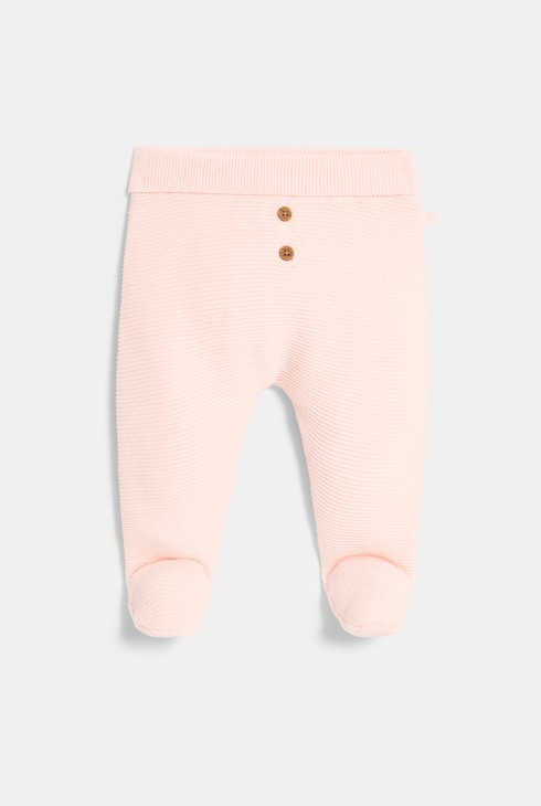 Pantalon à pieds en maille rose naissance 1