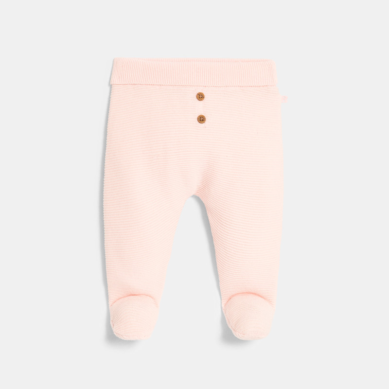 Rosa Strickhose mit Füßen für Neugeborene