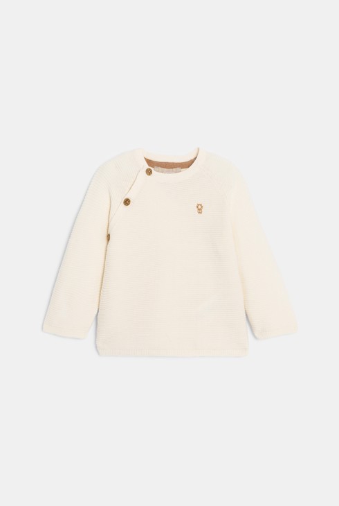 Pullover incrociato lavorato a maglia bianco ecru nascita 1