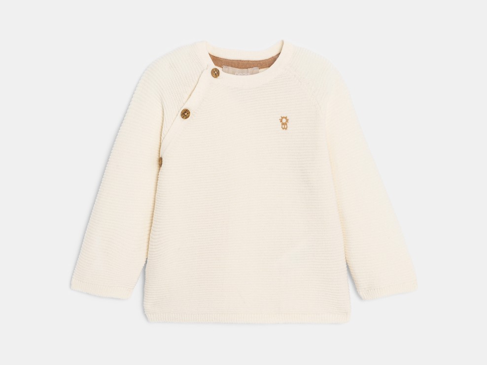 Strickjäckchen in Ecru-Weiß für Neugeborene 2