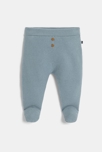 Pantalon à pieds en maille bleu naissance