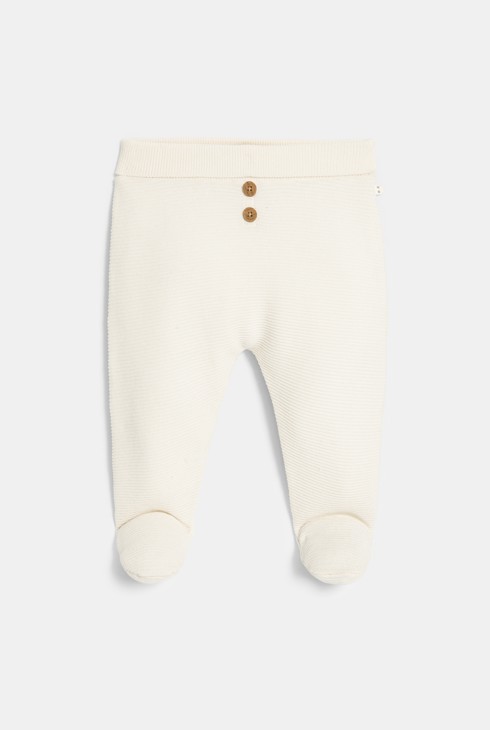 Pantalon à pieds en maille tricot blanc naissance 1