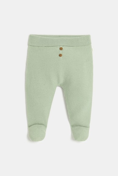 Newborn green knitted fabric trousers with feet Okaïdi & Obaïbi