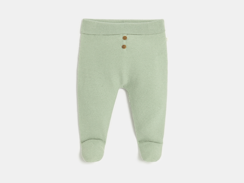 Pantalon à pieds en maille vert naissance 1