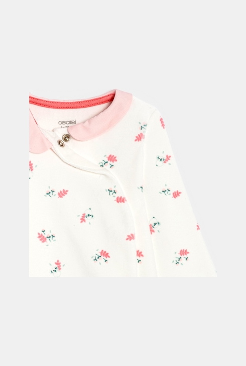 Dors-bien fleuri velours blanc bébé fille