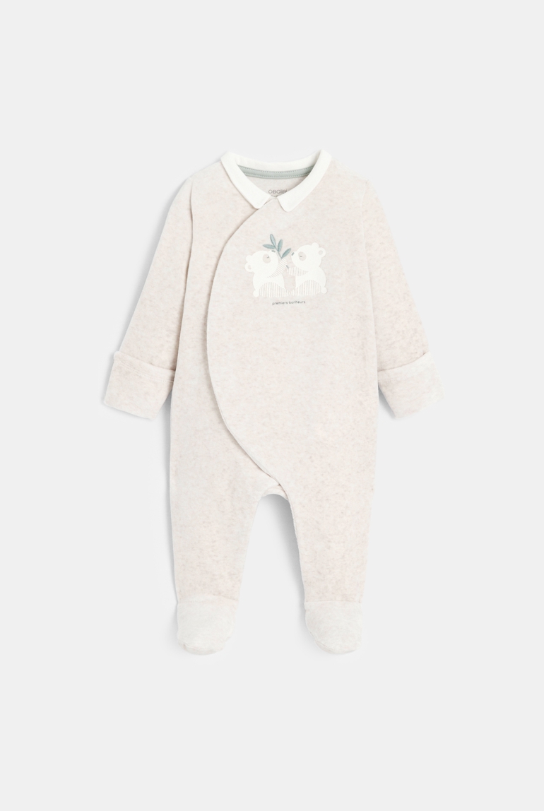 Pijama de terciopelo con panda gris de bebé unisex 1