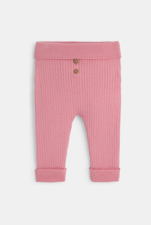 Pantalon en maille côtelée rose naissance