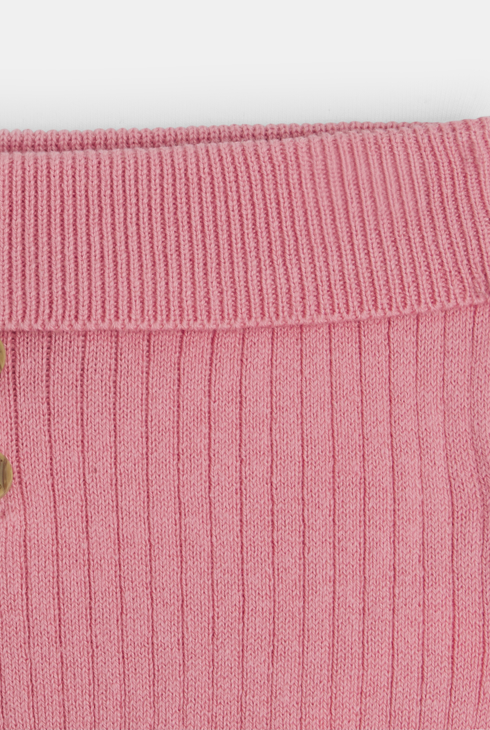 Pantalon en maille côtelée rose naissance