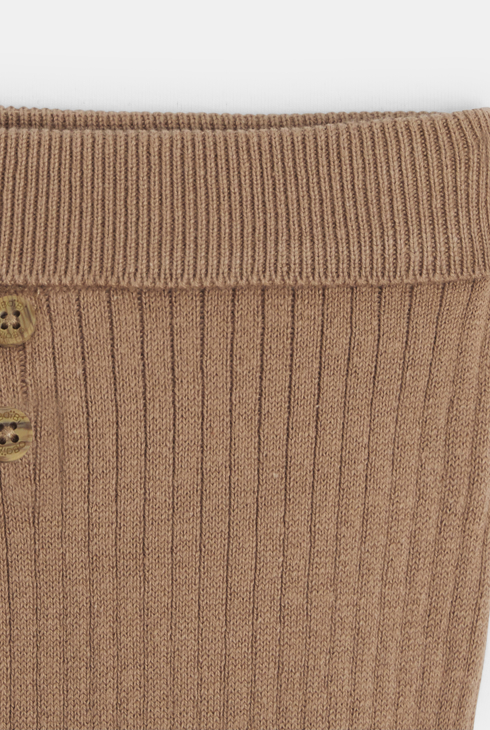 Pantalon en maille côtelée marron naissance