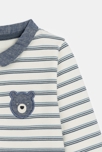Combinaison longue rayée molleton bleu bébé garçon 2