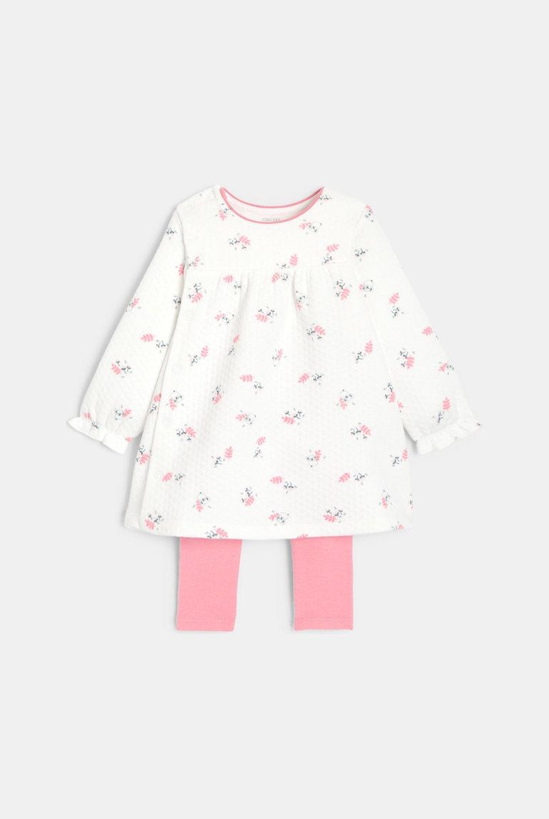 Robe fantaisie motif panda et legging assorti rose bébé fille 1