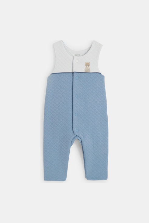Combinaison pointelle et body ourson bleu bébé garçon