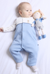 Combinaison pointelle et body ourson bleu bébé garçon 1