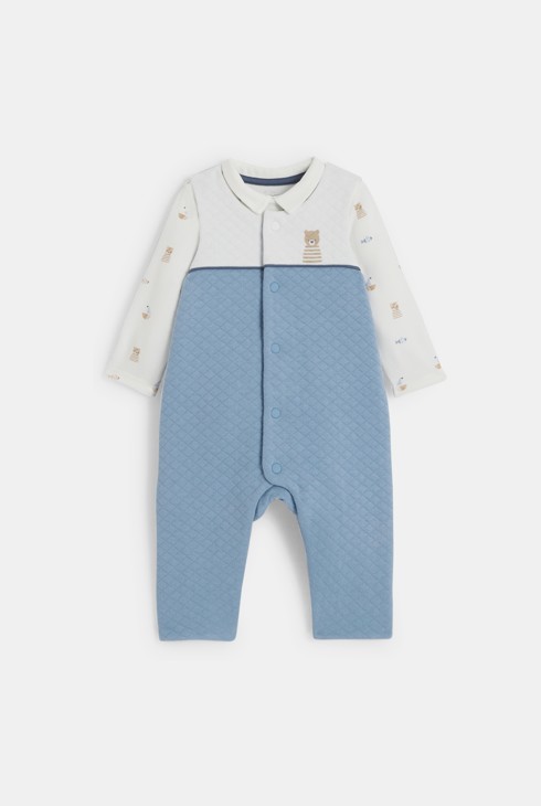 Pointelle-Overall und Bärchen-Body in Blau für Jungen 2