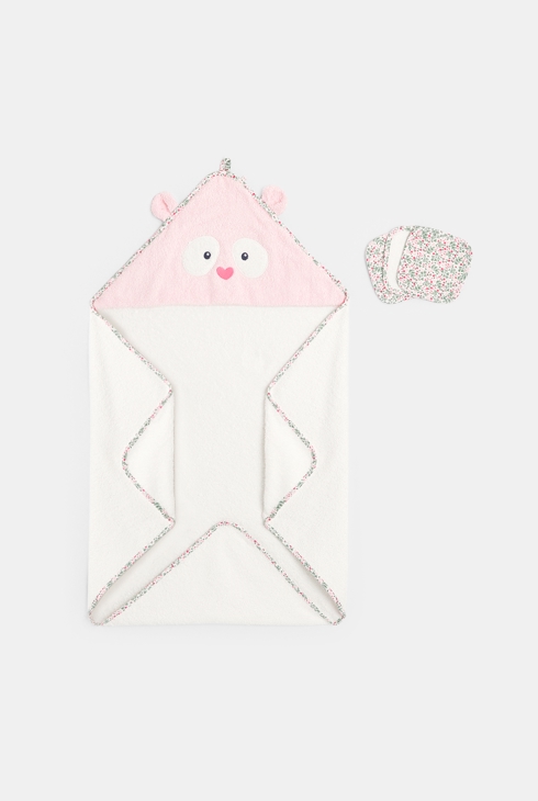 Baby-Badecape mit Stofftüchern in Rosa für Mädchen 2