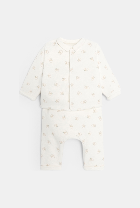 Veste matelassée et pantalon réversibles avec body blanc bébé mixte