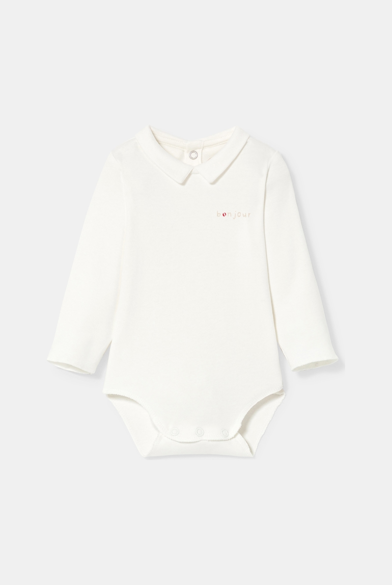 Body coton petit col blanc bébé mixte Absorba 1