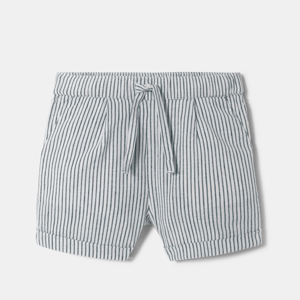 Short coton et lin rayé bleu bébé fille 1