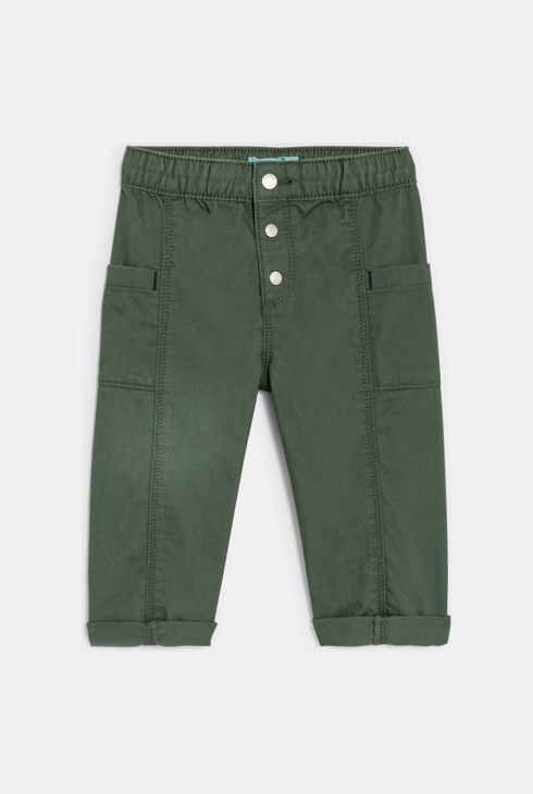 Pantalon peau de pêche vert kaki bébé garçon 1