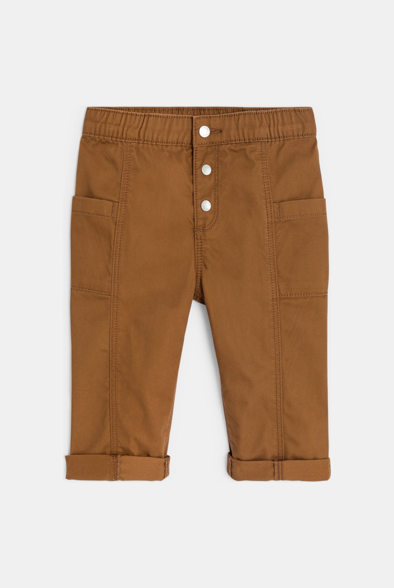 Pantalon peau de pêche marron bébé garçon 1