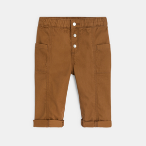 Baby boy's brown peach-skin fabric trousers 1