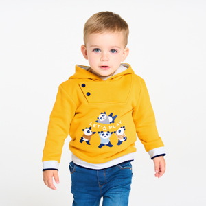 Baby boy's yellow panda fleece hoodie 1