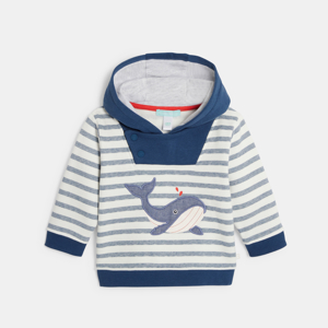 Sweat à capuche molleton baleine bleu bébé garçon 1