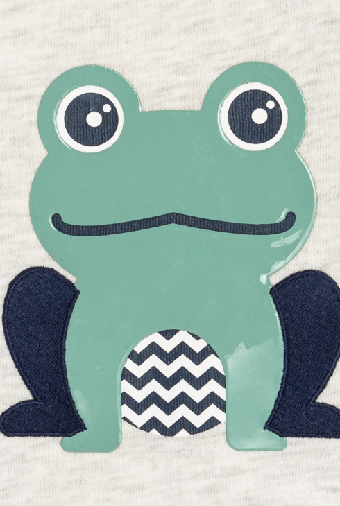Graues Sweatshirt mit Kapuze Molton Reißverschluss Froschmotiv Baby Jungen