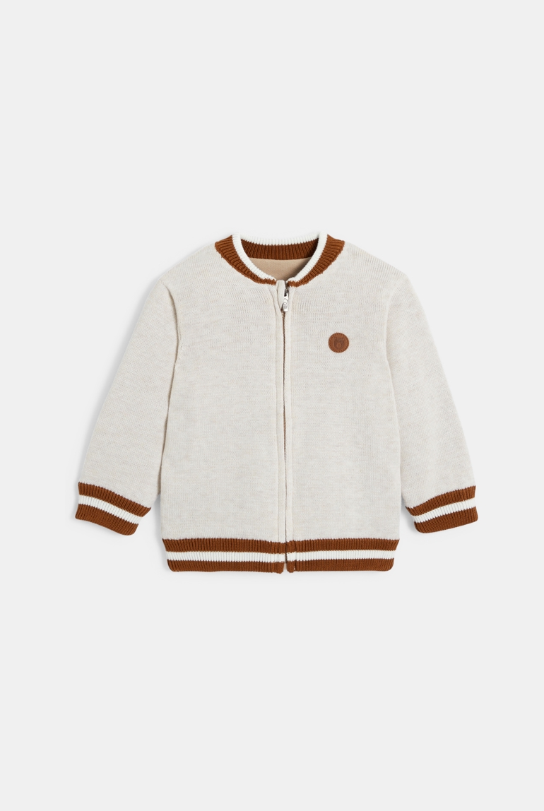 Cárdigan con cremallera de punto reversible marrón bebé niño 1