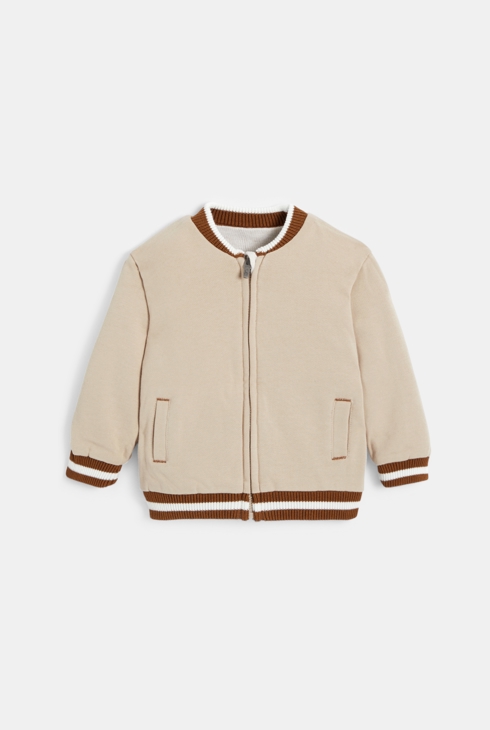 Gilet zippé maille réversible marron bébé garçon