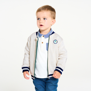 Gilet zippé maille réversible vert bébé garçon 1