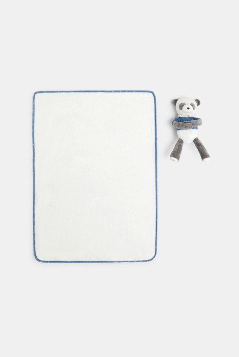 Doudou panda e plaid nascita in pile bianco per neonato 2
