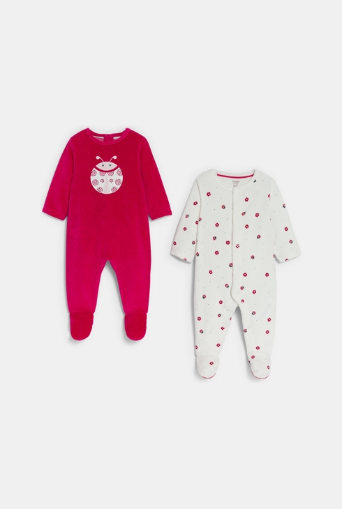 Dors-bien velours coccinelle rouge bébé fille (lot de 2) 1