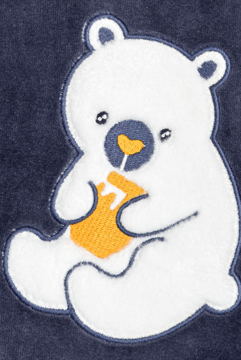 Blauer Baby-Pyjama aus Samt mit Bärenmotiv für Jungen